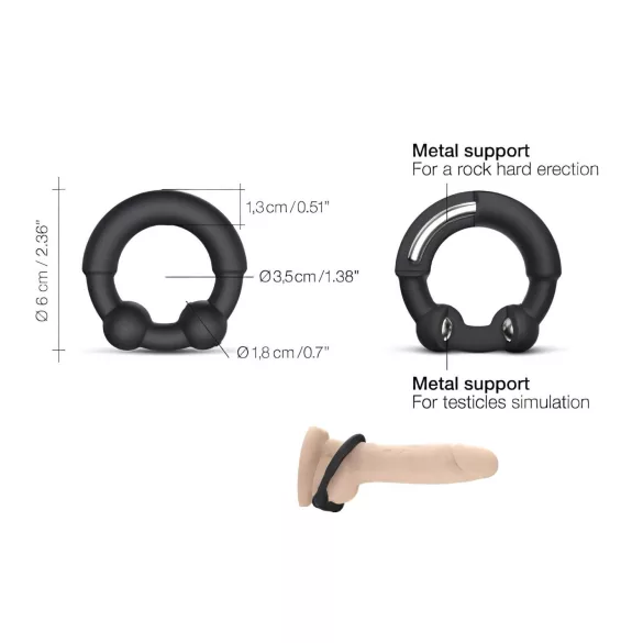 Dorcel Stronger Ring - penisring med metalindsats - sort