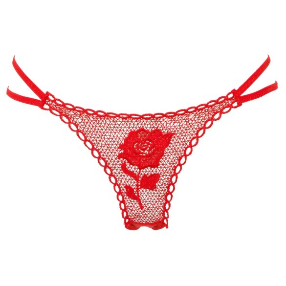 Panty Rose - trussetanga med rosenstil - rød - S-L