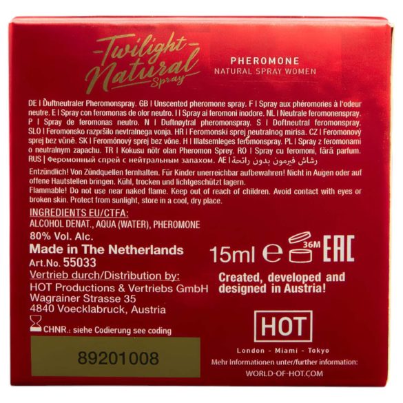HOT Twilight Natural - feromon parfume til kvinder - duftfri - 15ml