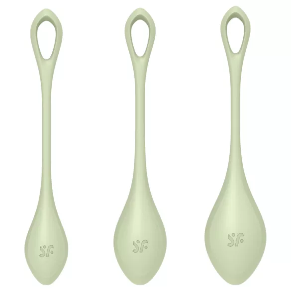 Satisfyer Yoni Power 2 - bækkenbundskugler sæt - 3 stk - grøn