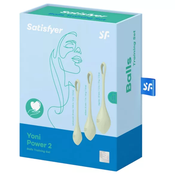 Satisfyer Yoni Power 2 - bækkenbundskugler sæt - 3 stk - grøn