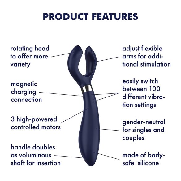 Satisfyer Endless Fun - parvibrator - genopladelig vandtæt - blå
