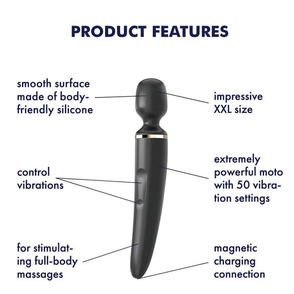 Satisfyer Wand-er Woman - vandtæt massagevibrator - sort