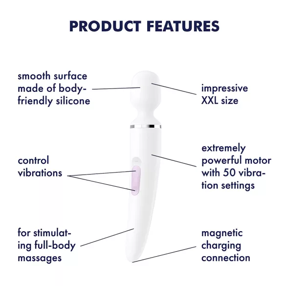 Satisfyer Wand-er Woman - vandtæt massagevibrator (hvid)