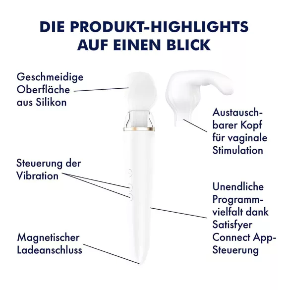 Satisfyer Double Wand-er - App-styret massagevibrator (hvid)