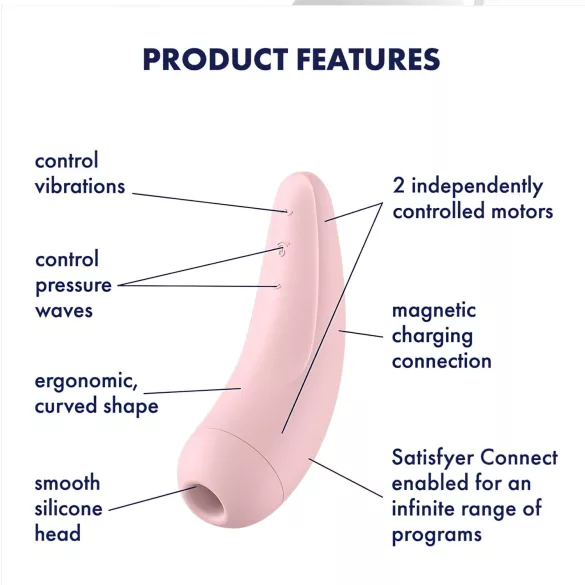 Satisfyer Curvy 2+ - App‑styret luftbølge‑klitorisstimulator (pink)