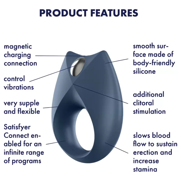 Satisfyer Royal One - App-styret vibrerende penisering til mænd (blå)