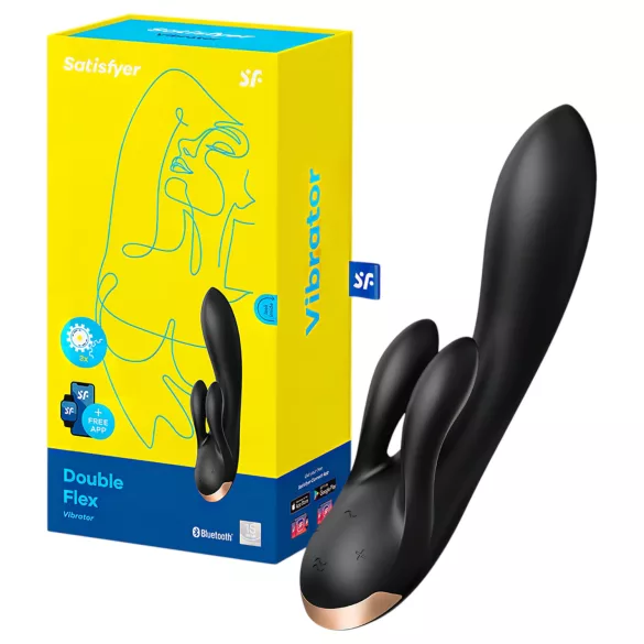Satisfyer Double Flex - App-styret vibrator med klitorisstimulator (sort)