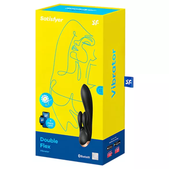 Satisfyer Double Flex - App-styret vibrator med klitorisstimulator (sort)