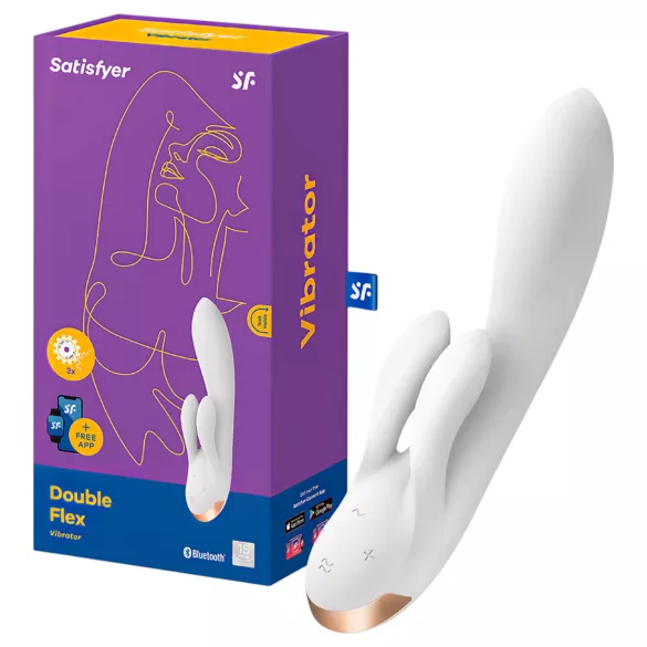 Satisfyer Double Flex - App-styret vibrator med klitorisstimulator (hvid)