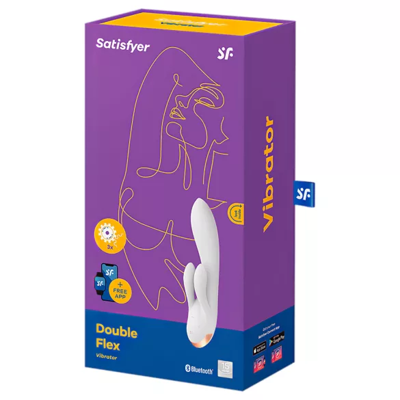 Satisfyer Double Flex - App-styret vibrator med klitorisstimulator (hvid)