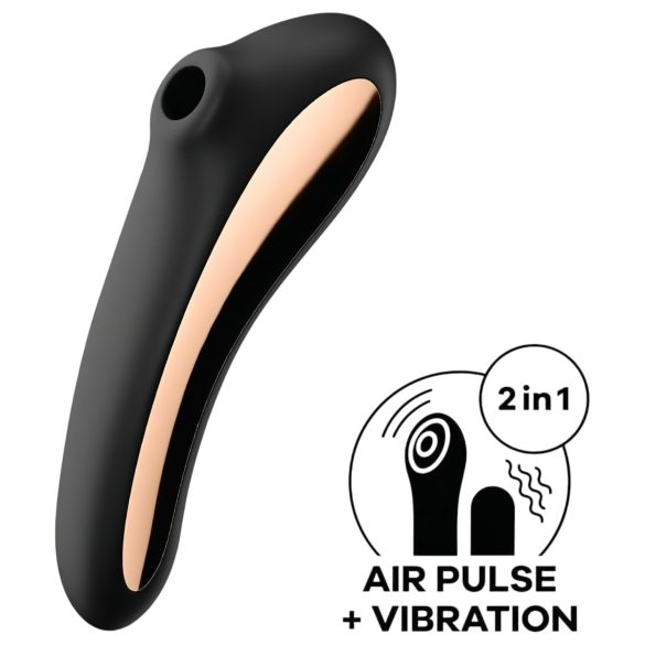 Satisfyer Dual Kiss - genopladelig vaginal- og klitorisvibrator (sort)