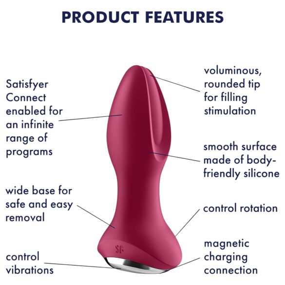 Satisfyer Rotator Plug 2 - genopladelig erotisk perle-analvibrator (rød)
