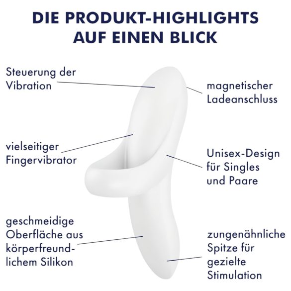 Satisfyer Bold Lover - fingervibrator - genopladelig, vandtæt - hvid