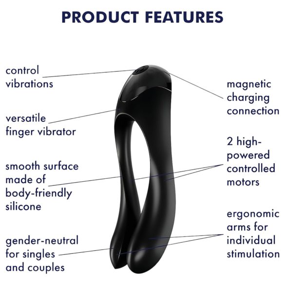 Satisfyer Candy Cane - vandtæt vibrator med to arme - genopladelig - sort