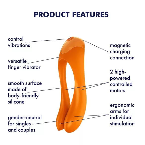 Satisfyer Candy Cane - vibrator med to arme - genopladelig vandtæt - orange