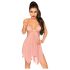 Penthouse Sweet Beast - lyserødt babydoll-sæt med rosenmønster - M/L