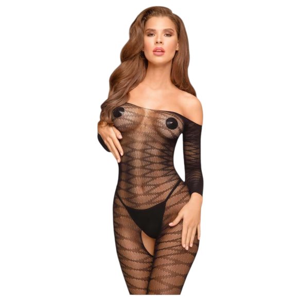 Penthouse Dreamy Diva - bodystocking med zigzag mønster - sort - XL