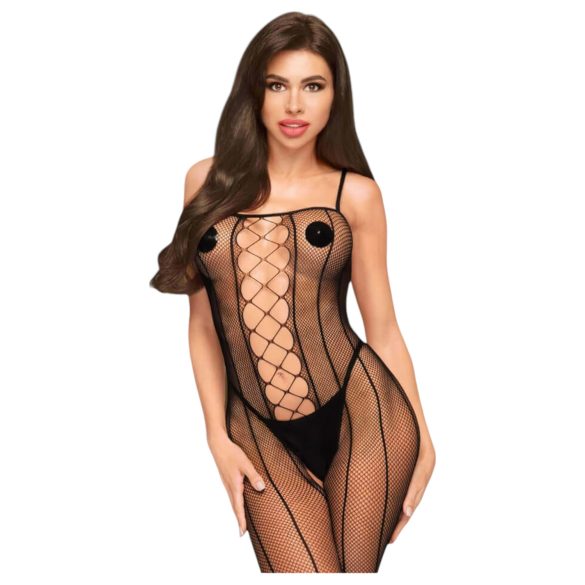 Penthouse Drop-Dead - netstribet åben bodystocking - sort