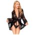 Penthouse Hypnotic Power - blondet kort kimono og g-streng (sort) - XL
