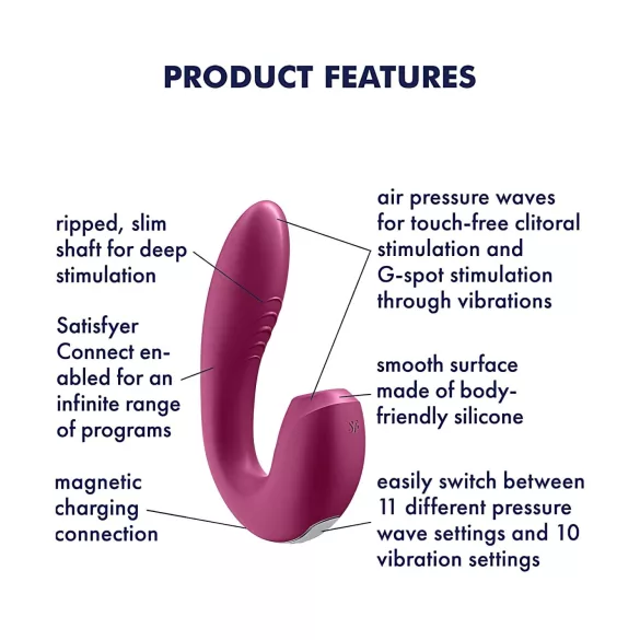 Satisfyer Sunray - genopladelig 2-i-1 lufttryksvibrator (rød)