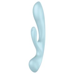   Satisfyer Triple Oh - vibrator med klitorisarm - genopladelig - blå
