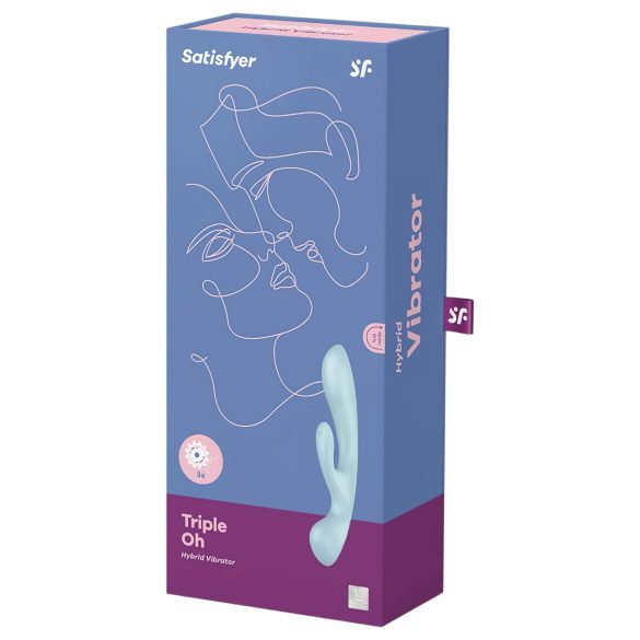 Satisfyer Triple Oh - vibrator med klitorisarm - genopladelig - blå