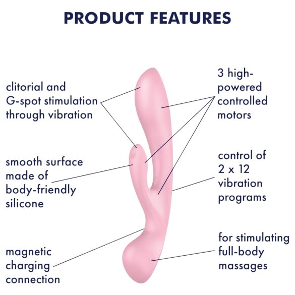 Satisfyer Triple Oh - genopladelig klitorisarmvibrator (pink)