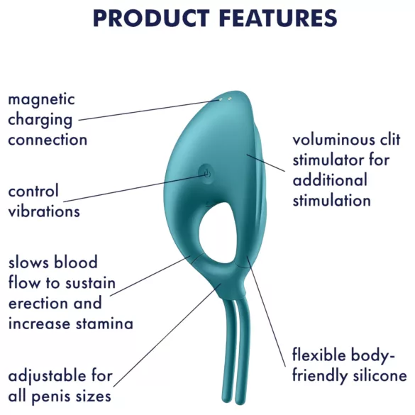 Satisfyer Swordsman - penisring med vibration - genopladelig - grøn