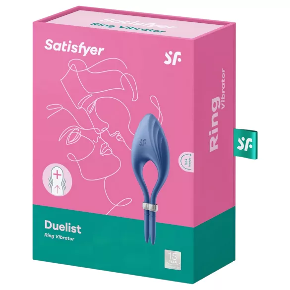 Satisfyer Duelist - genopladelig penisring med vibration - blå