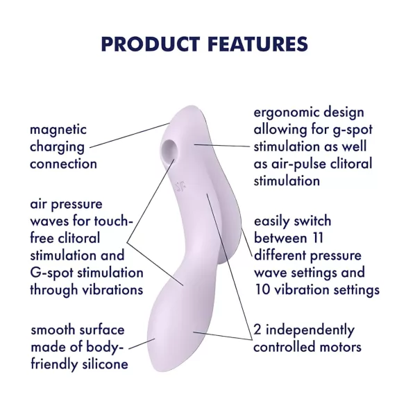 Satisfyer Curvy Trinity 2 - lufttryksvibrator og vibrator - lilla