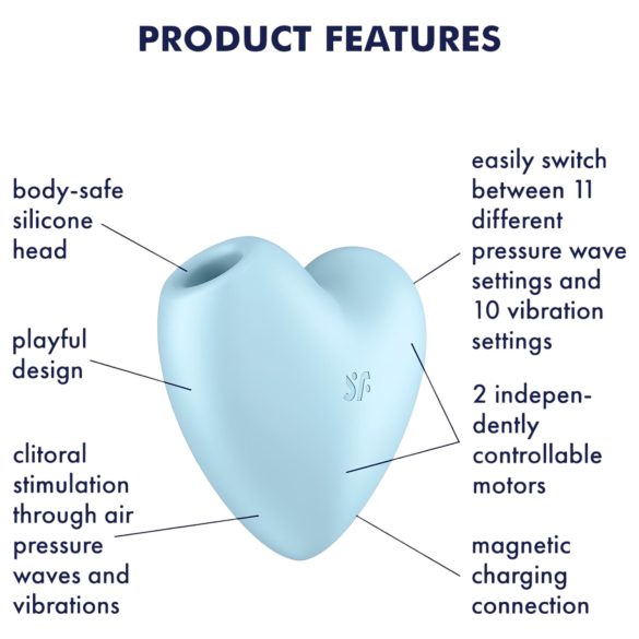 Satisfyer Cutie Heart - klitorisvibrator med lufttryk - genopladelig - blå