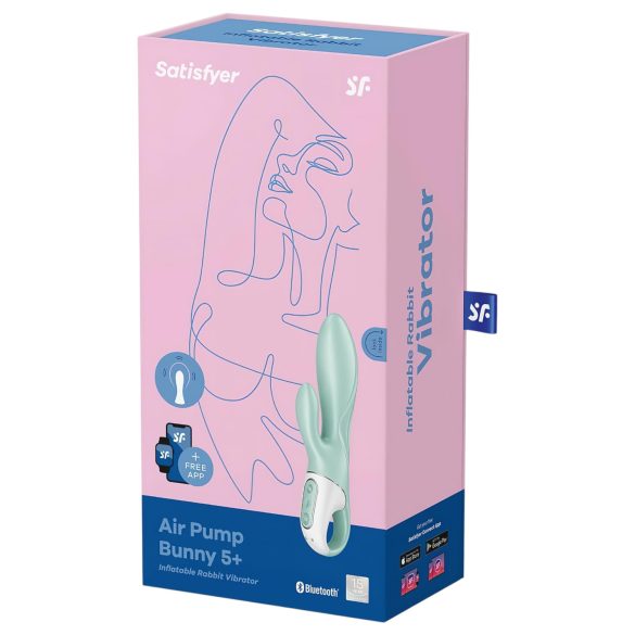 Satisfyer Air Pump Bunny 5 - smart oppustelig vibrator (mynte)