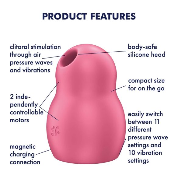 Satisfyer Pro To Go 1 - klitorisvibrator med trykbølger - genopladelig - rød