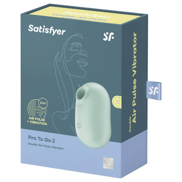 Satisfyer Pro To Go 2 - klitorisvibrator med trykbølger - genopladelig - mint