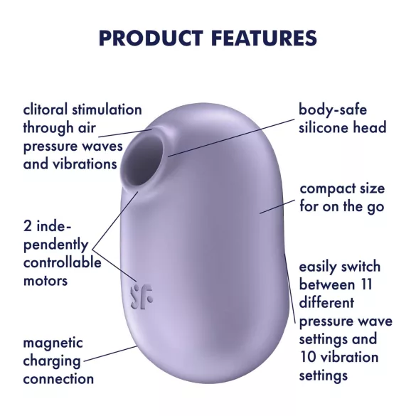 Satisfyer Pro To Go 2 - klitorisvibrator med lufttryk - genopladelig - lilla