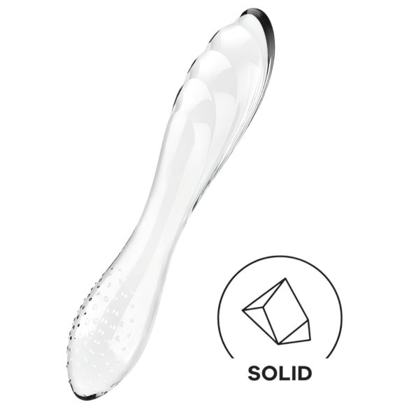 Satisfyer Dazzling Crystal 1 - dobbeltender glasdildo - gennemsigtig