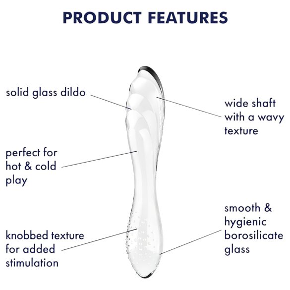 Satisfyer Dazzling Crystal 1 - dobbeltender glasdildo - gennemsigtig