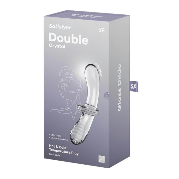 Satisfyer Double Crystal - dobbeltsidet glasdildo - gennemsigtig