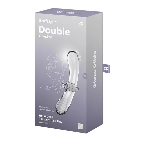 Satisfyer Double Crystal - dobbeltsidet glasdildo - gennemsigtig