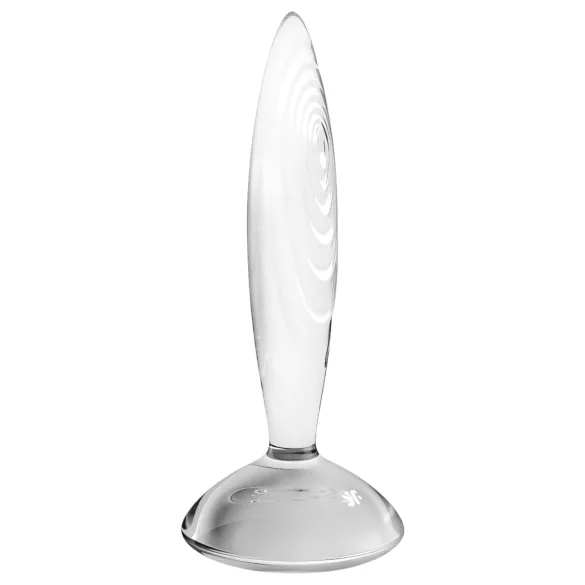 Satisfyer Sparkling Crystal - glasdildo med riller - gennemsigtig