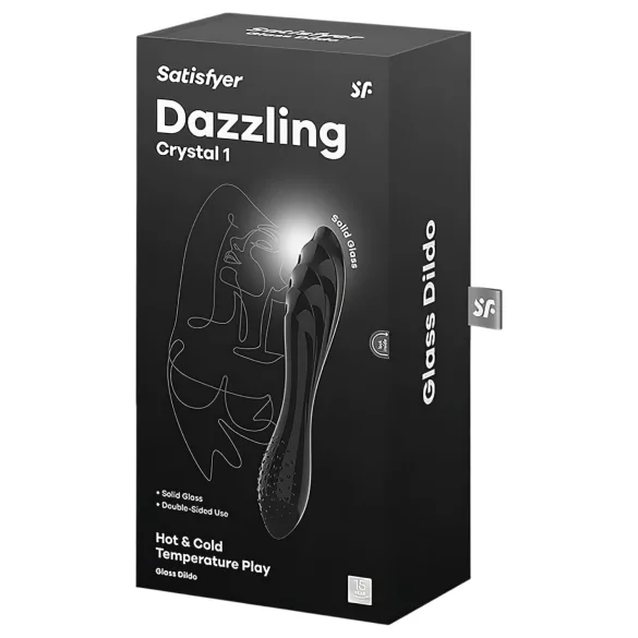 Satisfyer Dazzling Crystal 1 - dobbeltender dildo - glas - sort