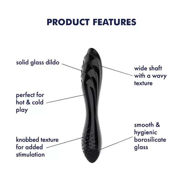 Satisfyer Dazzling Crystal 1 - dobbeltender dildo - glas - sort