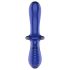 Satisfyer Double Crystal - tosidet glasdildo (blå)