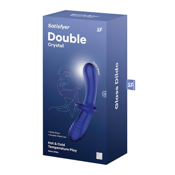 Satisfyer - dobbelt dildo i glas - to ender - blå