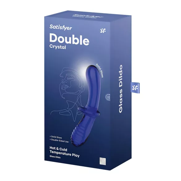 Satisfyer - dobbelt dildo i glas - to ender - blå