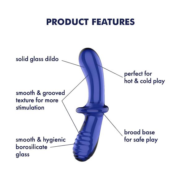 Satisfyer - dobbelt dildo i glas - to ender - blå