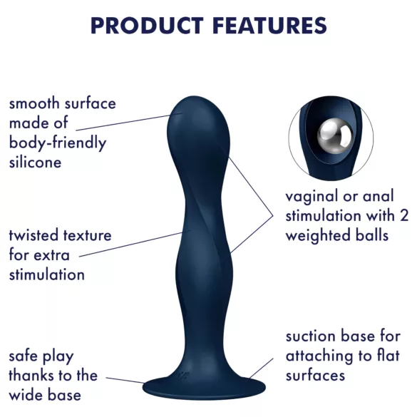 Satisfyer - dobbelt bækkenbundskugle - vægtet - silikone blå