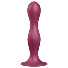 Satisfyer Double Ball-R - vægtet dildo med sugekop - rød
