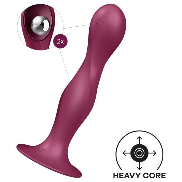 Satisfyer Double Ball-R - vægtet dildo med sugekop - rød